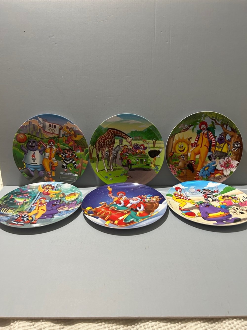 Lot of six vintage plastic McDonalds plates 9 1/2”
